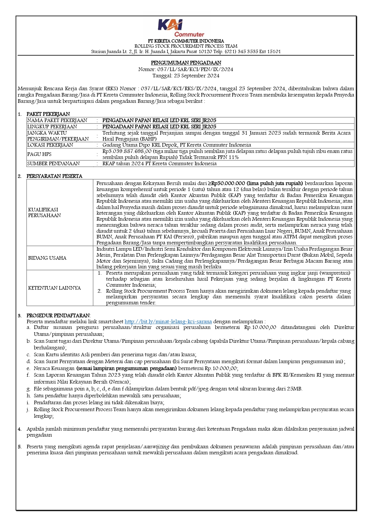 Pengumuman pengadaan